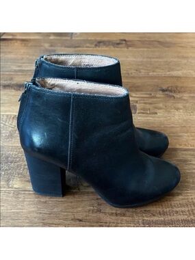 Madewell Caleb Heeled Booties Ankle Boots Black Leather Size 6